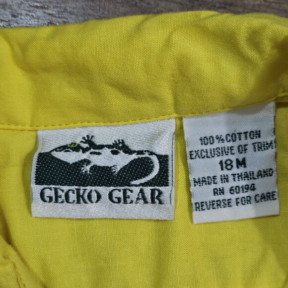 VINTAGE Baby 18M LIGHT YELLOW WITH Dianosour Button Down SHIRT By Gecko Gear - Picture 5 of 8